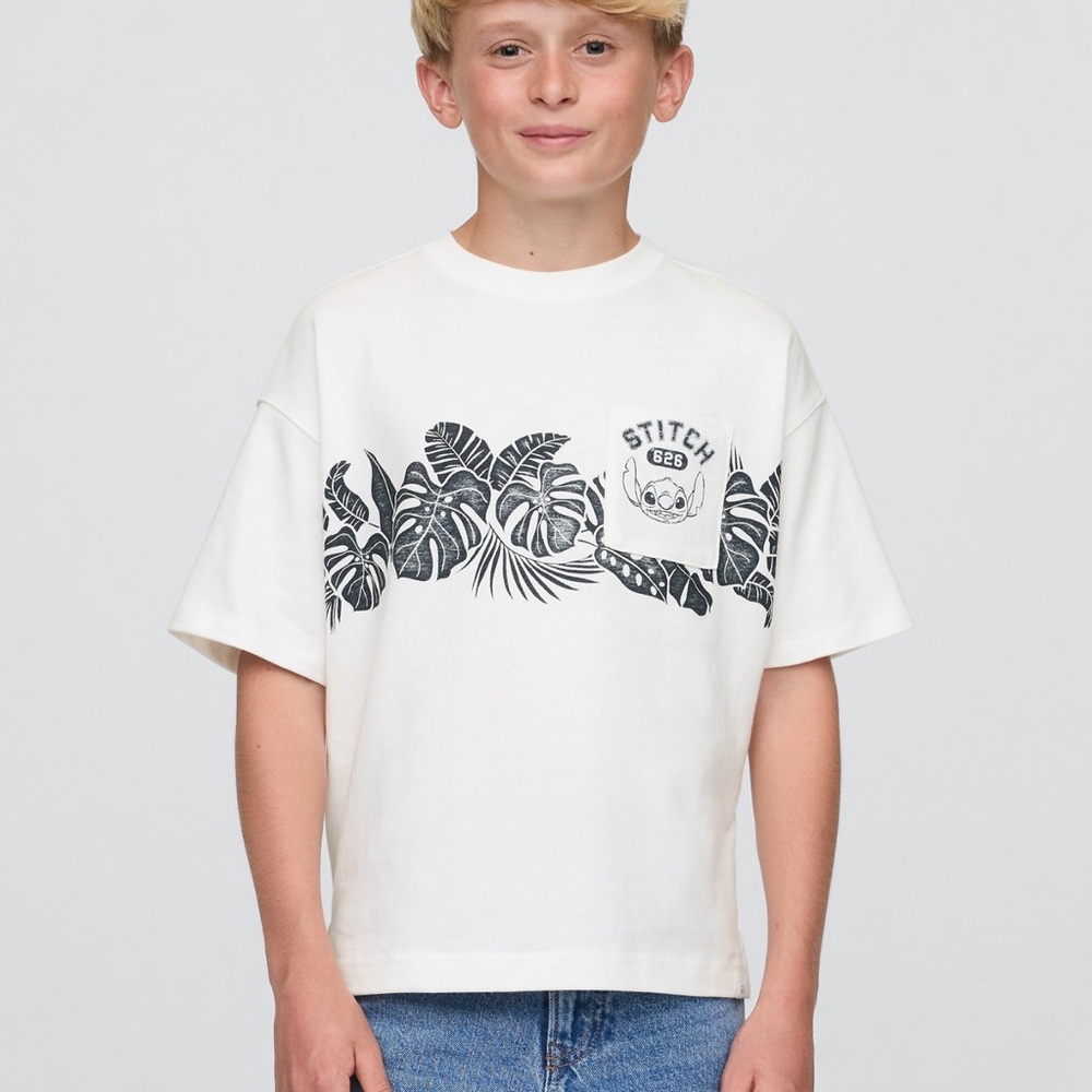 GAP White Floral Short Sleeve Tee Stitch Disney